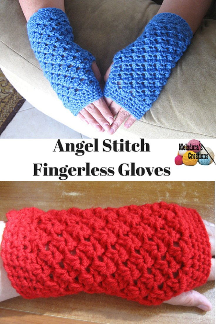Crochet Gloves Pattern With Fingers Angel Stitch Finger Less Gloves Free Crochet Pattern
