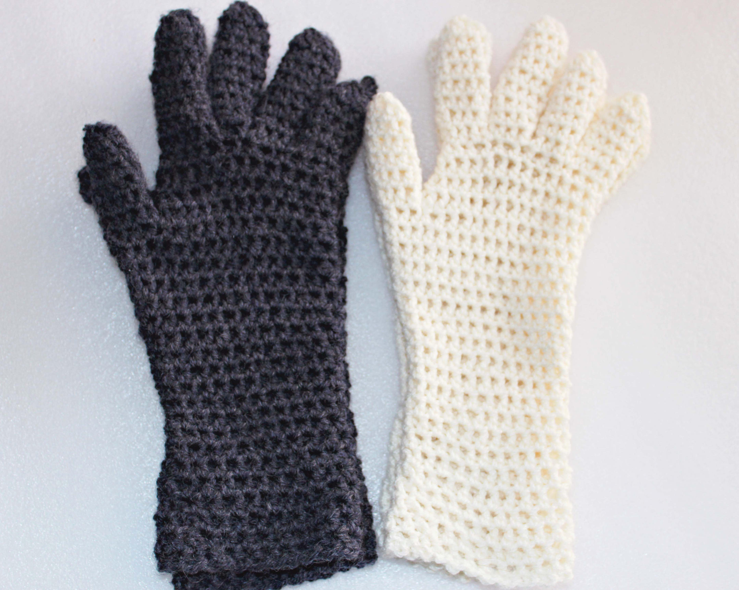 Crochet Gloves Pattern With Fingers Crochet Gloves With Fingers Winter Knitwear Grey Cream Etsy