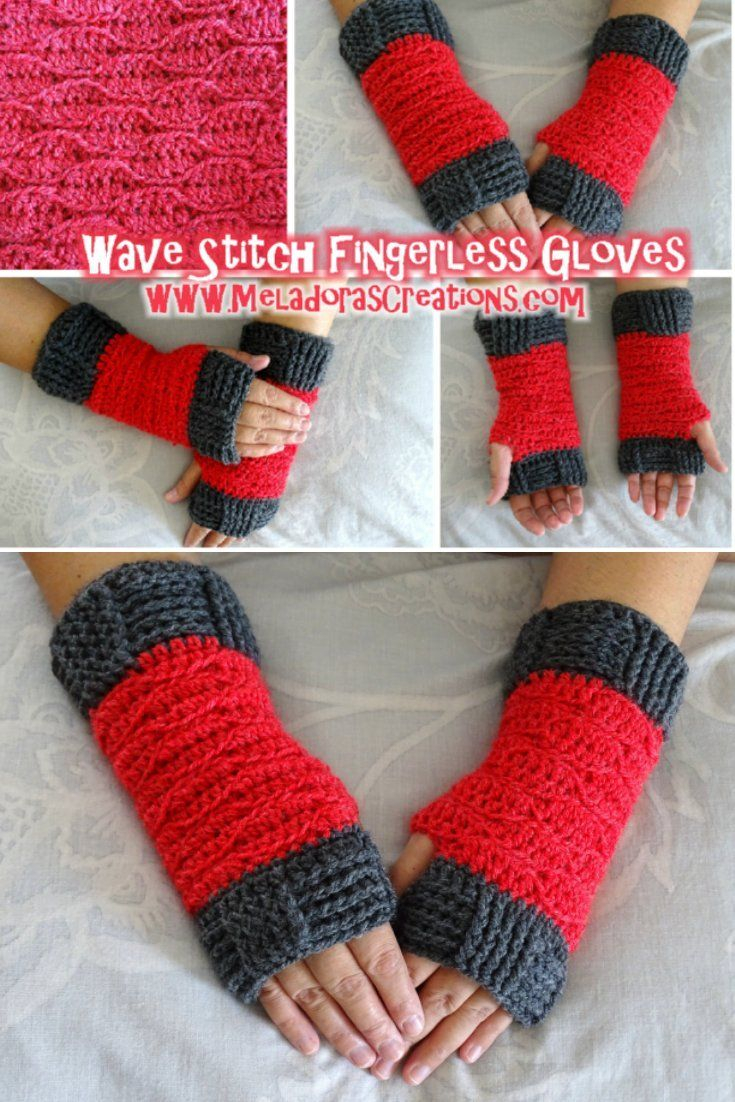 Crochet Gloves Pattern With Fingers Wave Stitch Finger Less Gloves Free Crochet Pattern Krazy