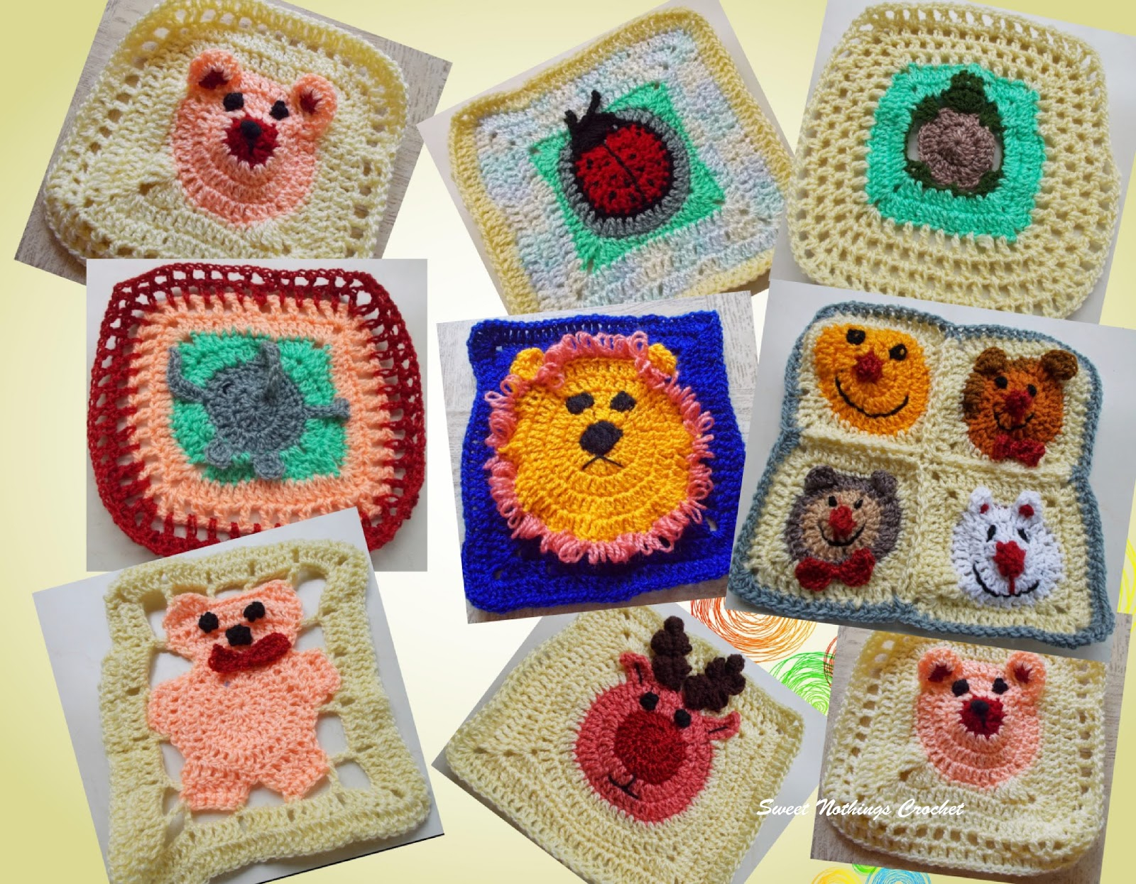 Crochet Granny Square Pattern Sweet Nothings Crochet Really Cute Animal Granny Squares