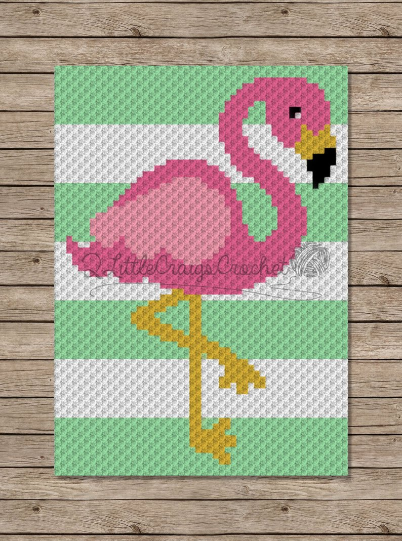 Crochet Graph Patterns Instant Download Flamingo Crochet Graph Crochet Pattern Etsy