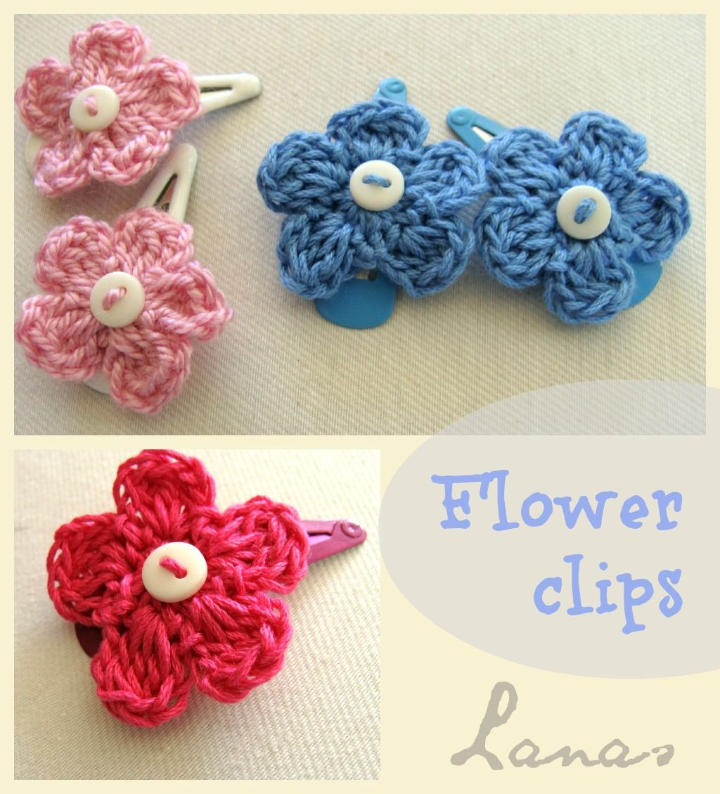 Crochet Hair Clip Patterns Free Free Crochet Pattern For Flower Hair Clips Ba Crochet