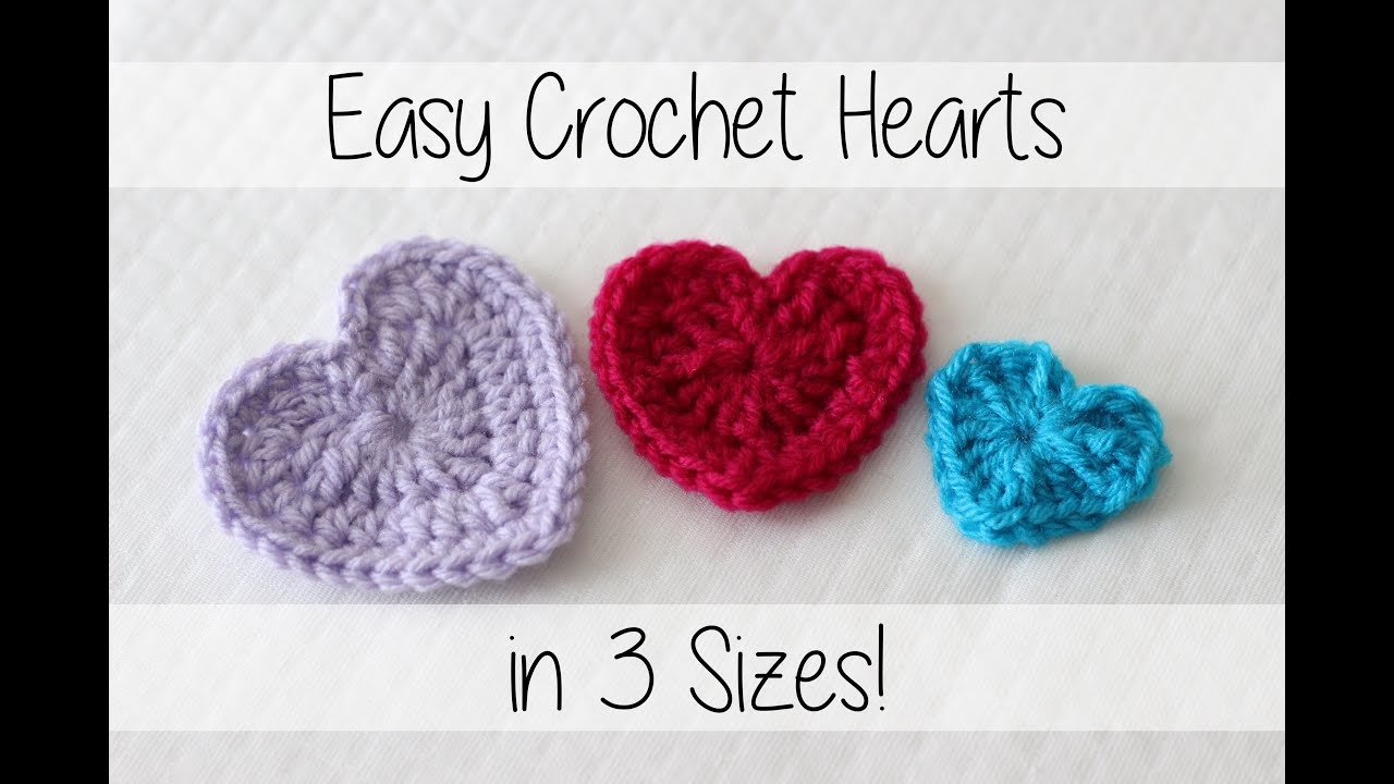 Crochet Heart Pattern Easy Crochet Hearts 3 Sizes Sewrella Youtube