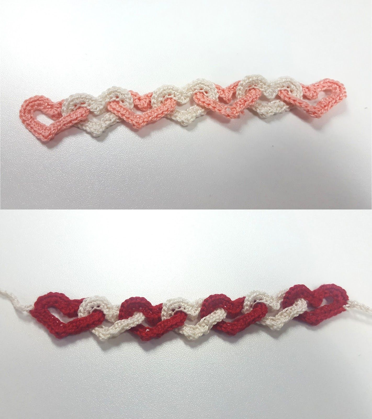 Crochet Heart Pattern Interlinked Hearts Bracelet Free Crochet Pattern Valentines