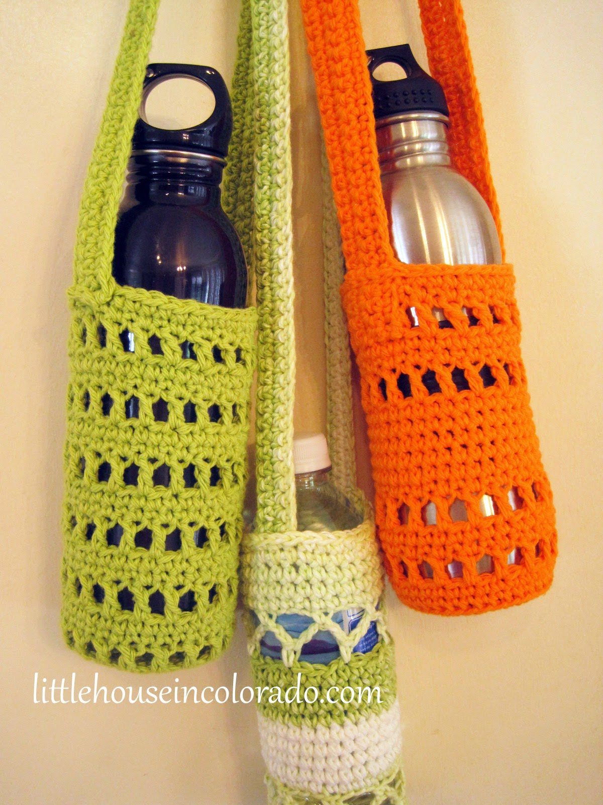 Crochet Holder Pattern Little House In Colorado Pattern For Crochet Water Bottle Holders