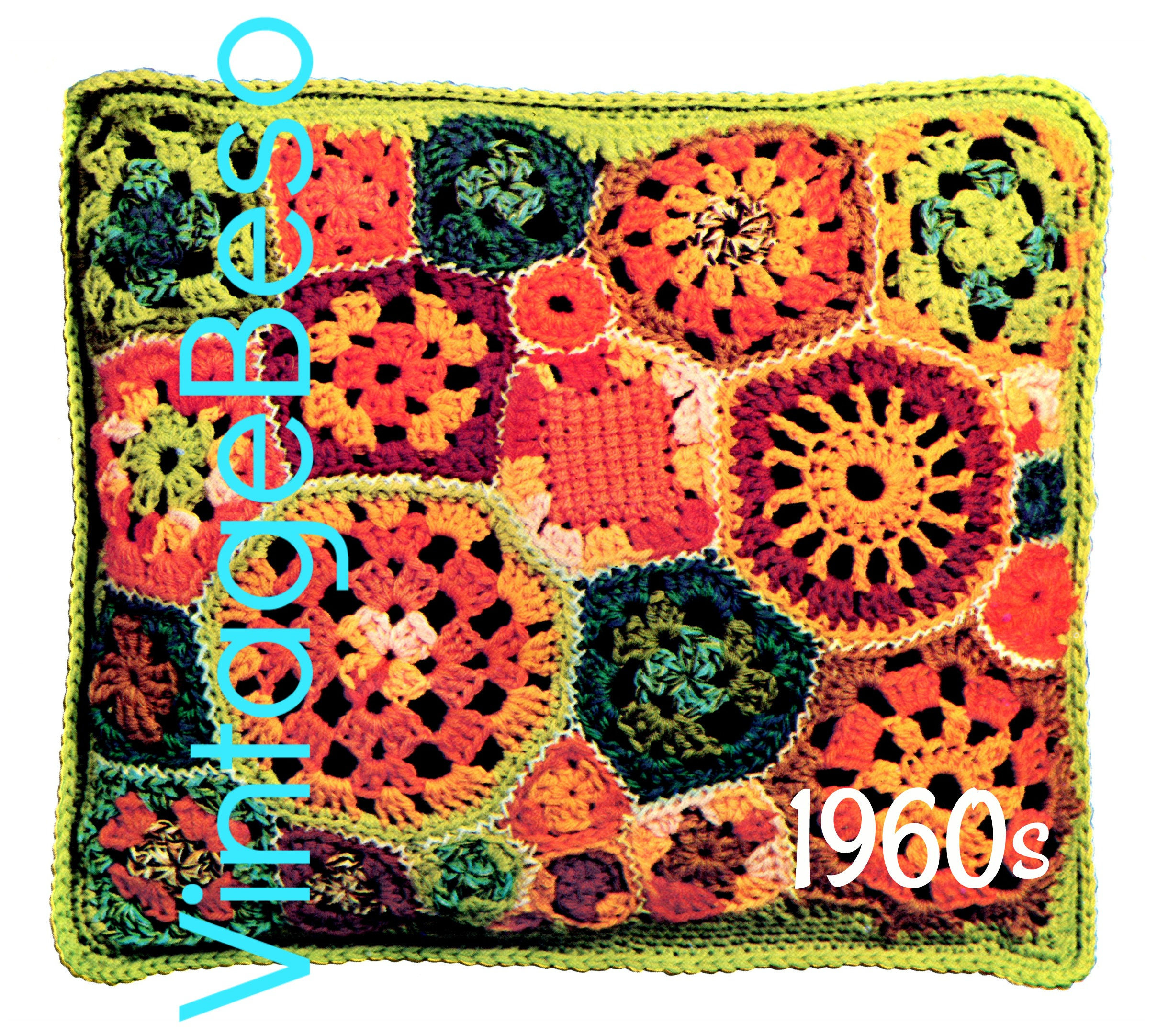 Crochet Home Decor Free Patterns 25 Granny Square Motif Pillow Crochet Pattern Vintage 1960s