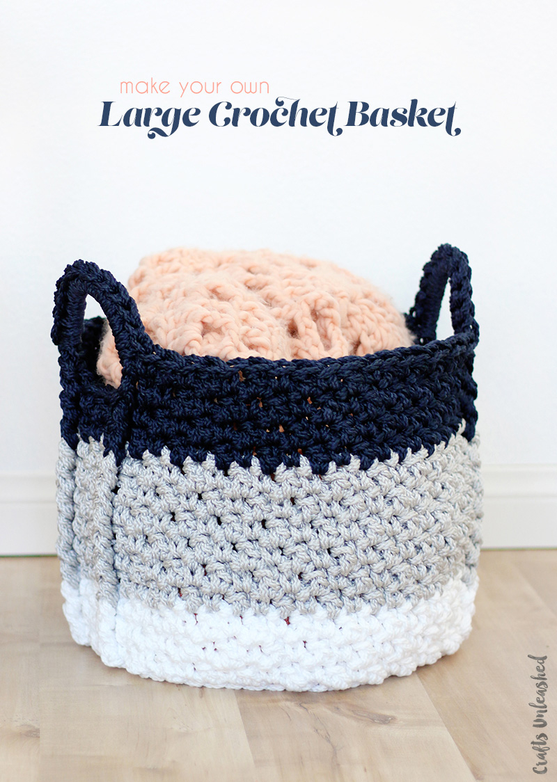 Crochet Home Decor Free Patterns Crochet Basket Pattern Large Basket With Handles Consumer Crafts