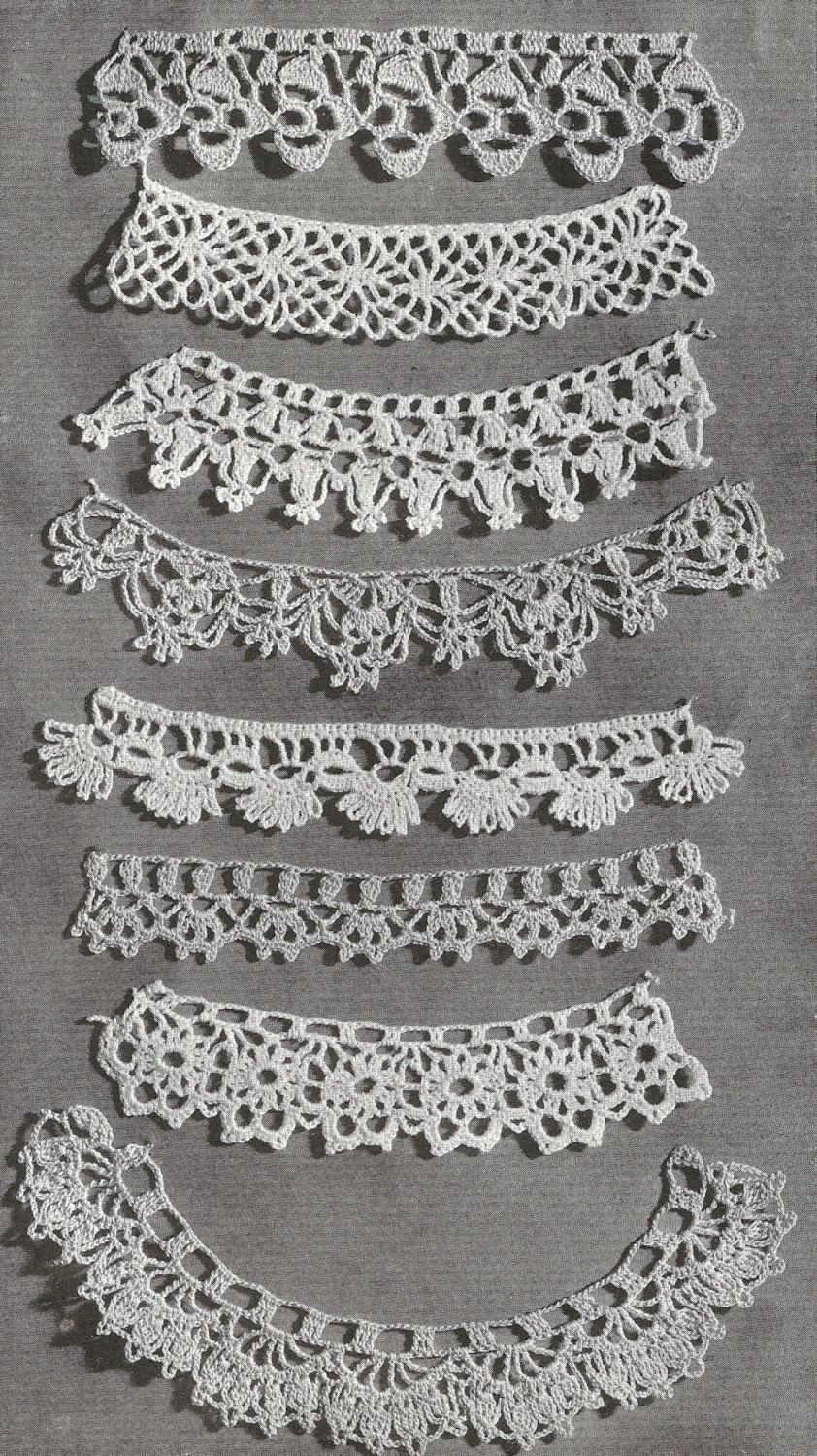 Crochet Lace Patterns 1940 Lace Edgings Vintage Crochet Pattern Dantel Pinterest