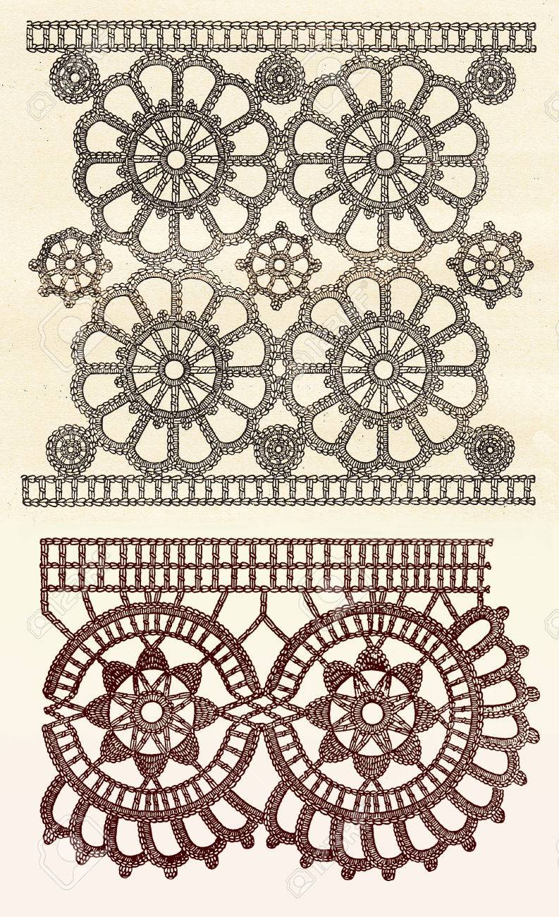 Crochet Lace Patterns Crochet Laces Patterns From A Vintage Book Stock Photo Picture And