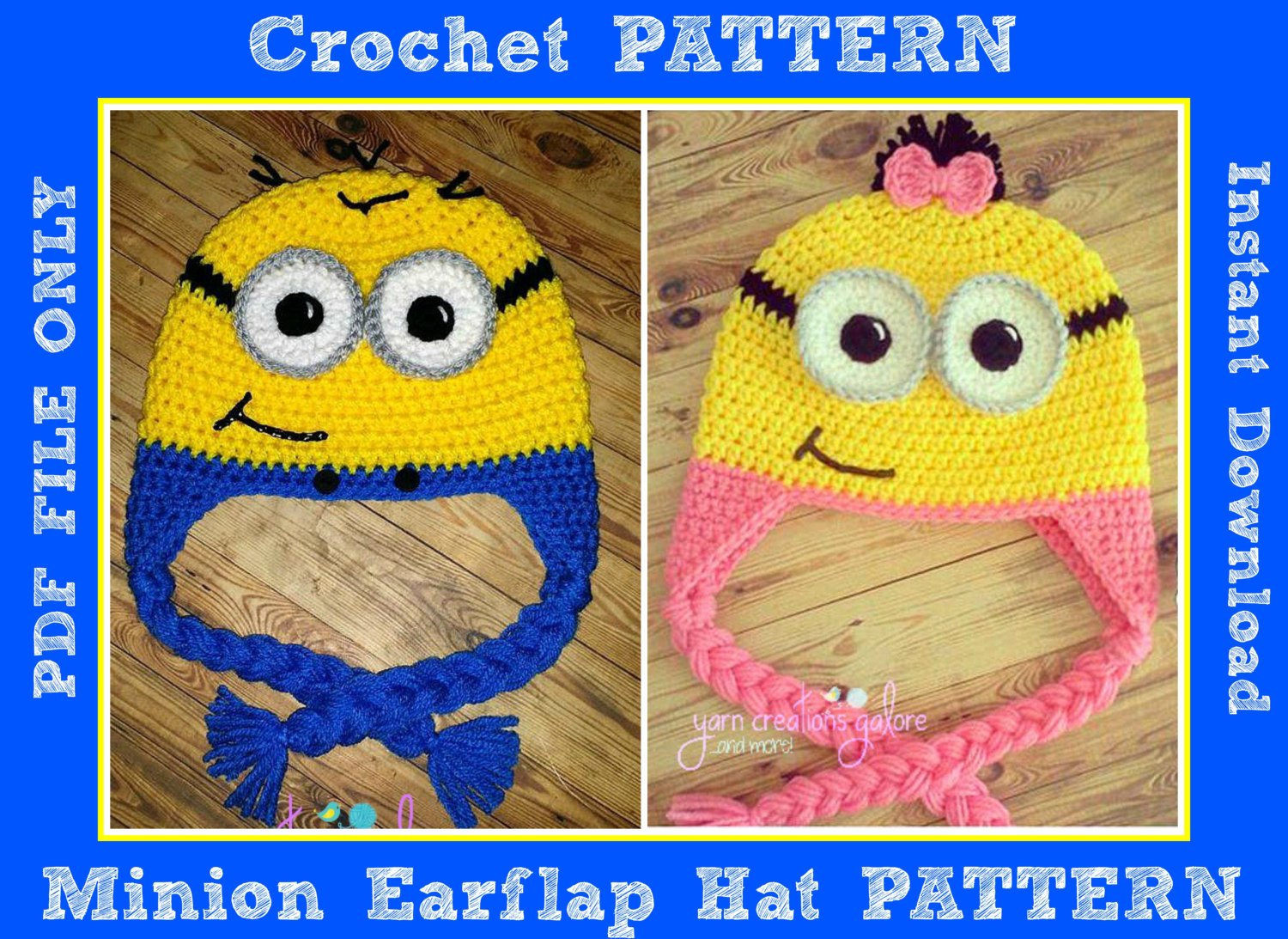 Crochet Minion Hat Pattern Crochet Minion Earflap Hat Pattern Only Pdf File Etsy