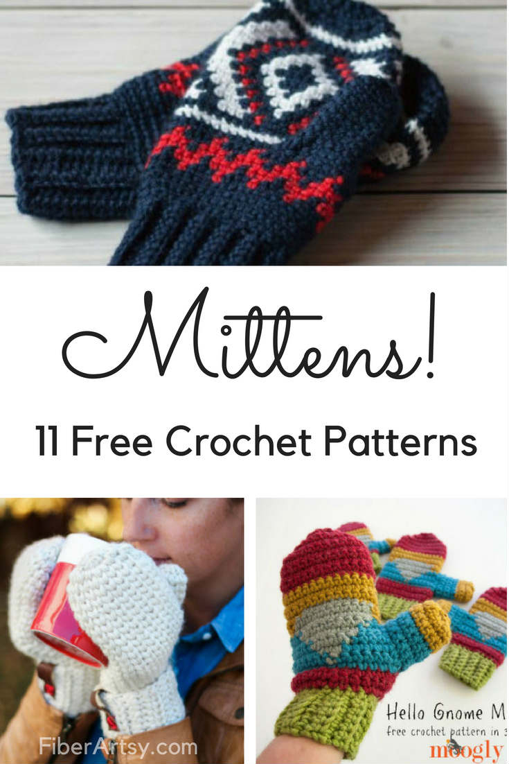 Crochet Mittens Free Pattern 11 Free Patterns For Crochet Mittens Fiberartsy