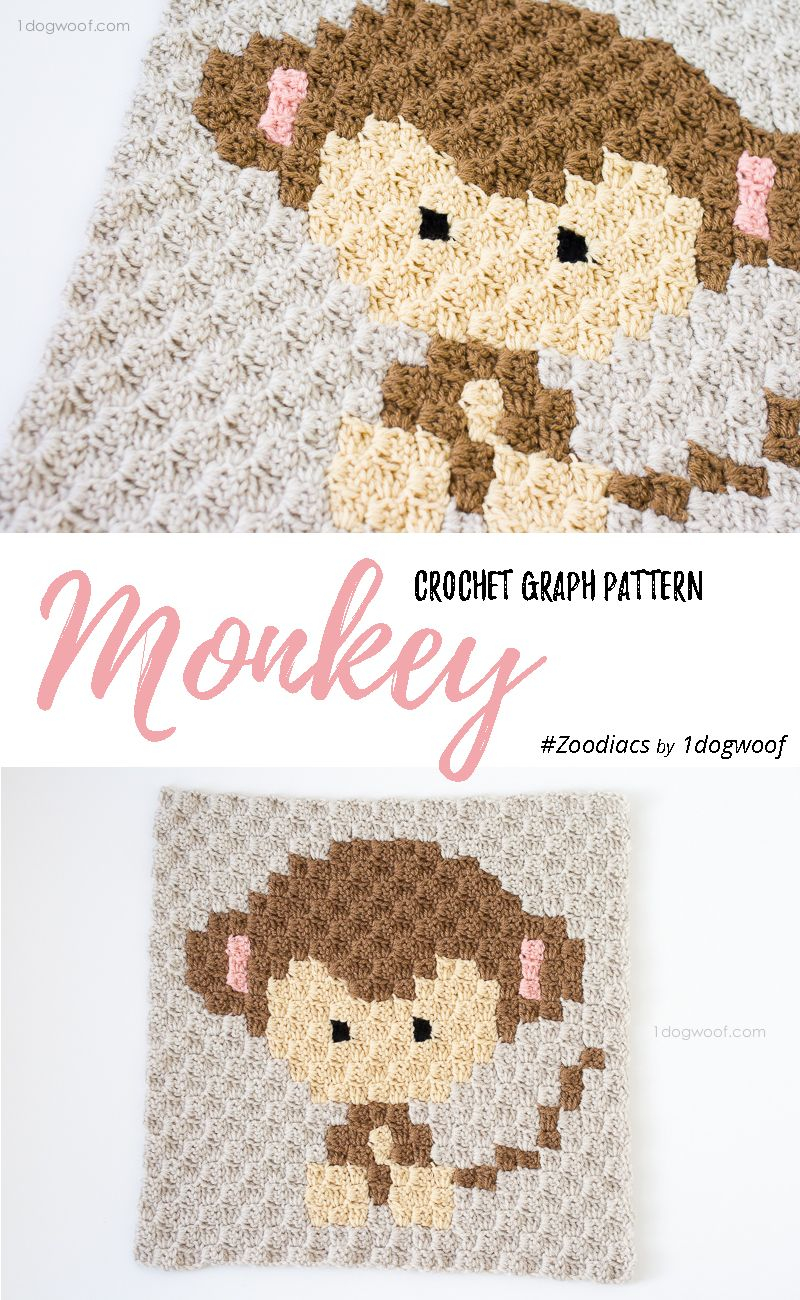 Crochet Monkey Blanket Pattern Zoodiacs Monkey C2c Crochet Graph Granny Squares Blocks