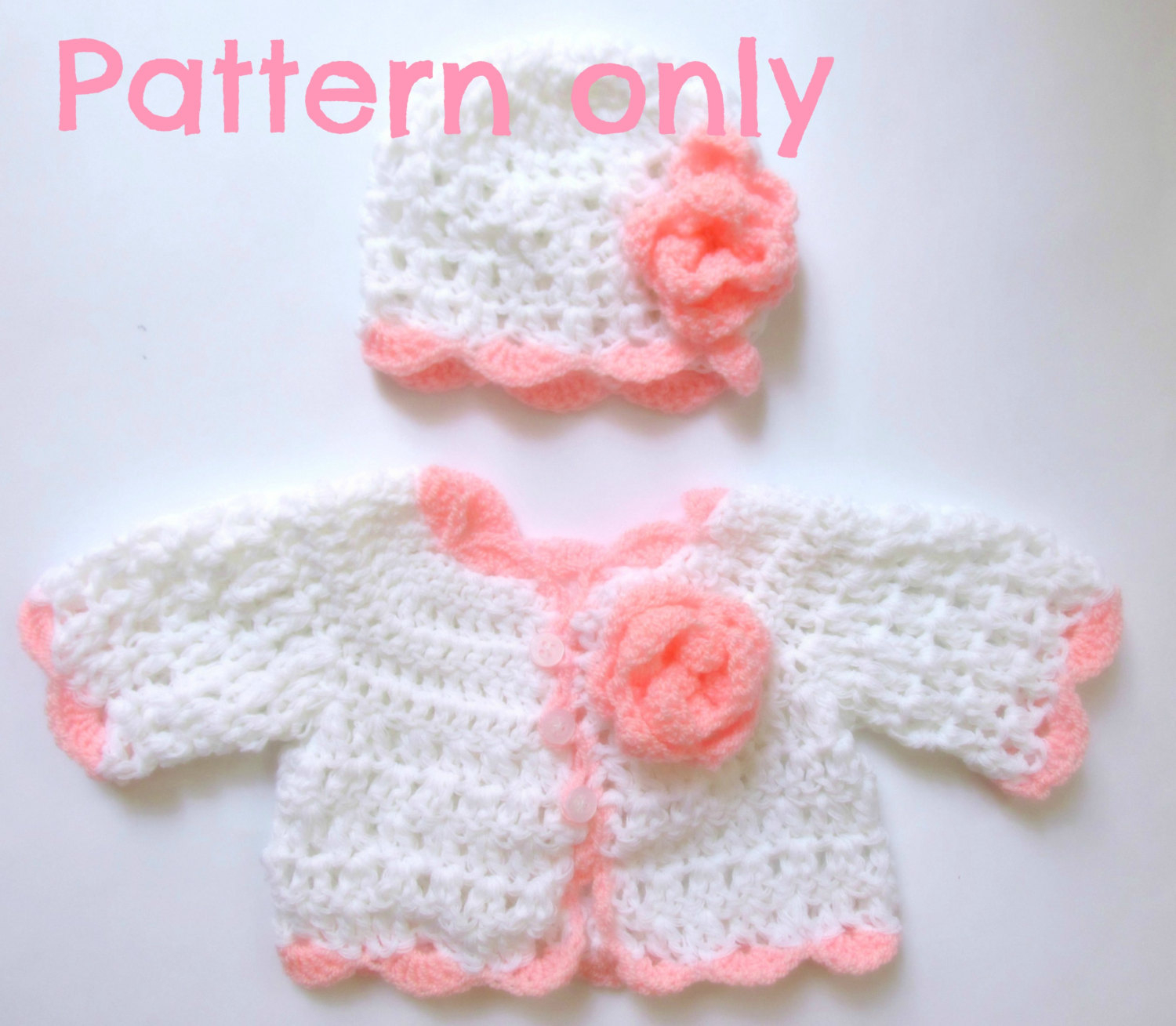 Crochet Newborn Sweater Pattern Ba Cardigan And Hat Crochet Pattern 5 Size Hat Pattern Etsy