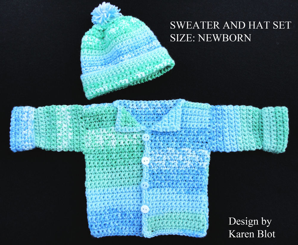 Crochet Newborn Sweater Pattern Crochet Pattern Newborn Cardigan Sweater Hat Set Ba Pattern