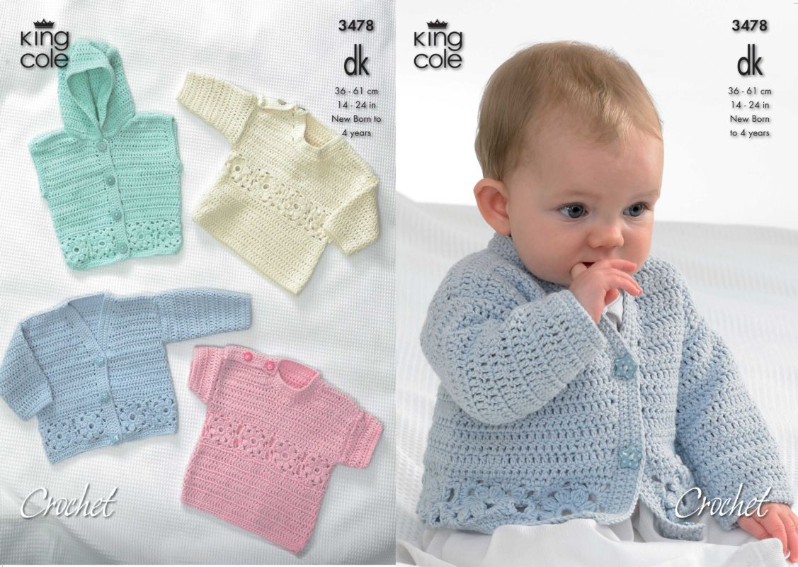 Crochet Newborn Sweater Pattern King Cole Dk Ba Cardigan Hooded Gilet Sweaters Crochet Pattern 3478