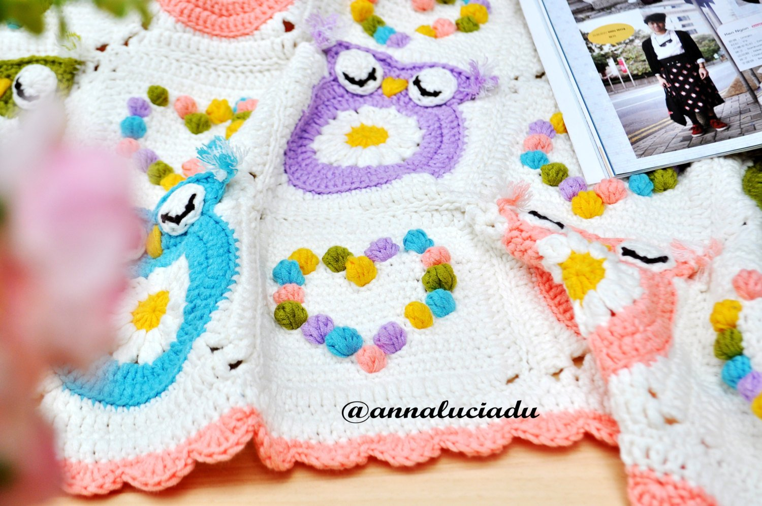 Crochet Owl Pattern Owl Obsession Colorful Owl Blanket Pattern Crochet Owl Etsy
