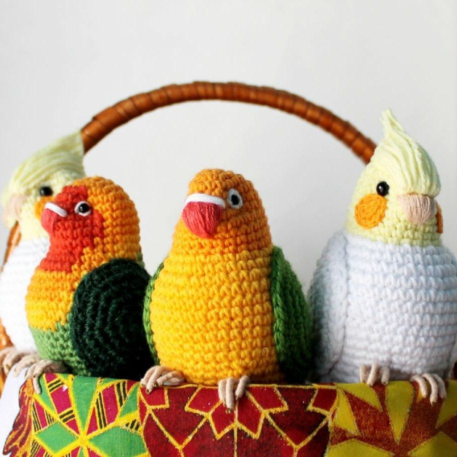 Crochet Parrot Pattern Crochet Colorful Bird Stuffed Animal Themed Toy Bird Messanger