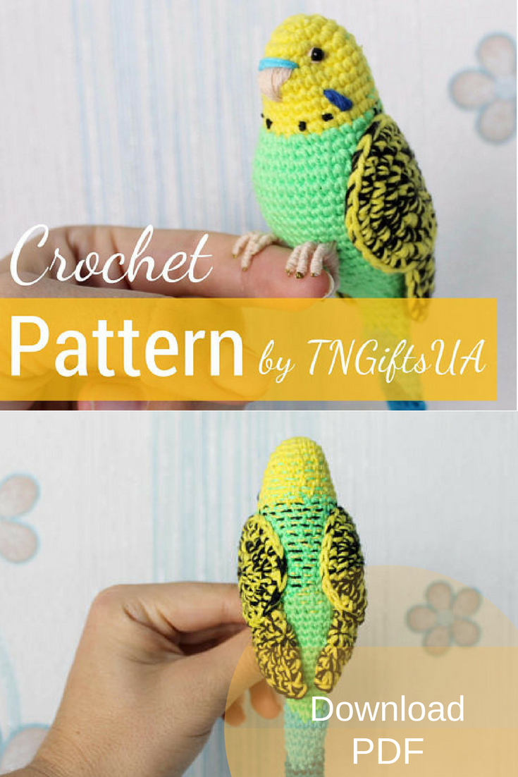 Crochet Parrot Pattern Crochet Parrot Pattern Tutorial Pdf Green Budgie Realistic Bird