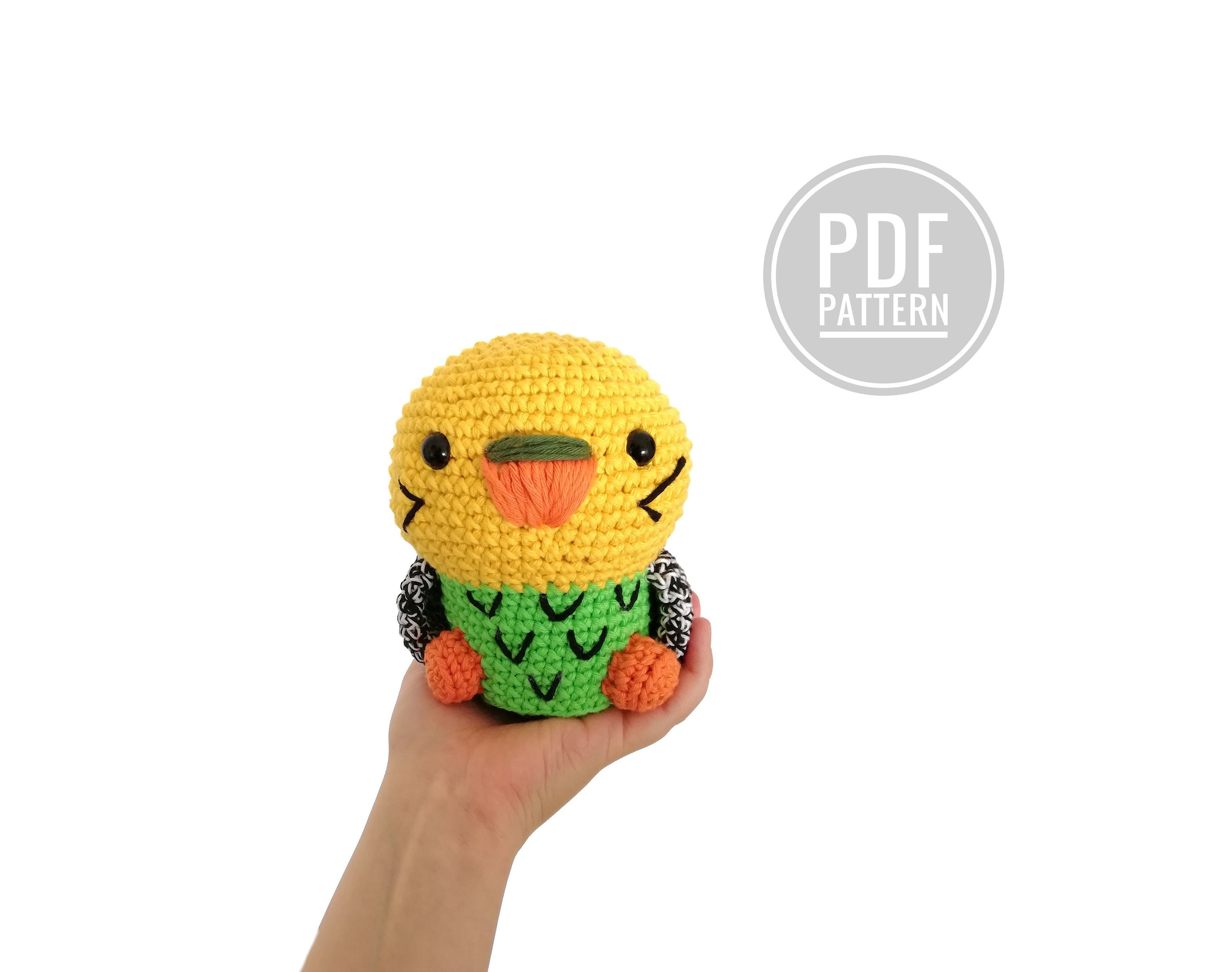 Crochet Parrot Pattern Crochet Pattern Amigurumi Budgie Chub Ba Bird Kawaii Bird