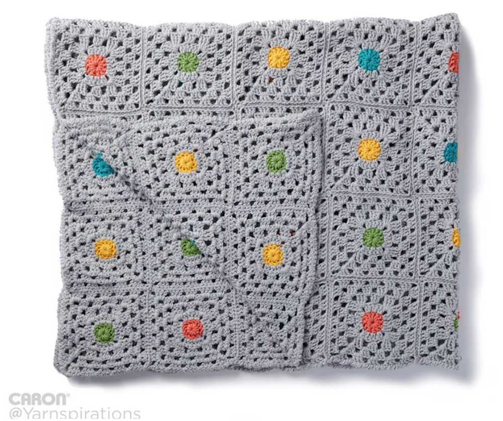 Crochet Pattern Central Pin Point Blanket With Central Flower Motif Free Crochet Pattern