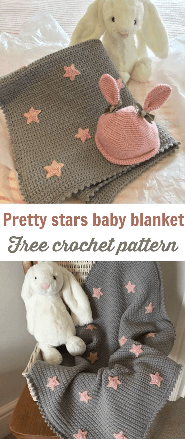 Crochet Pattern For Baby Blanket Free Easy Crochet Ba Blanket Pattern Grey With Stars Crochet News