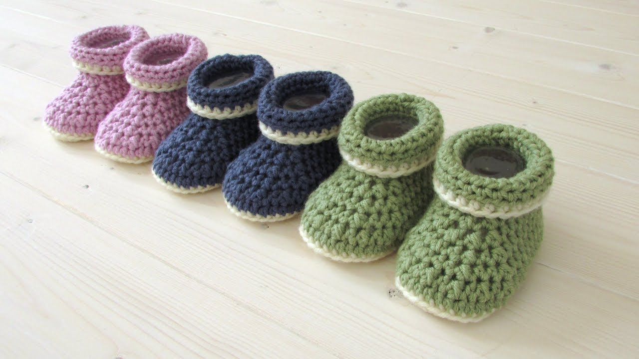 Crochet Pattern For Baby Booties How To Crochet Cuffed Ba Booties For Beginners Beginners Ba