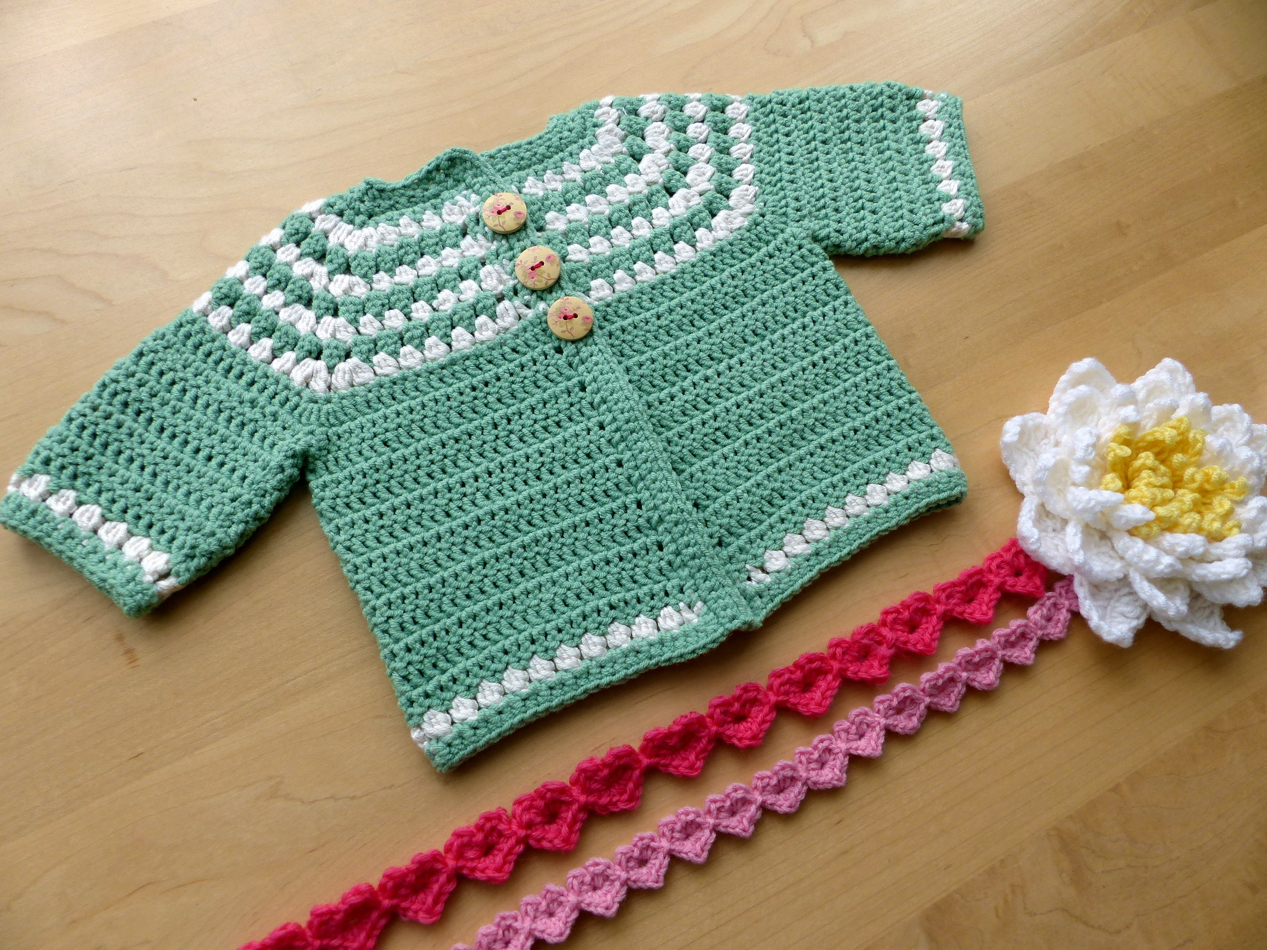 Crochet Patterns For Babies Cluster Yoke Ba Cardigan Make My Day Creative