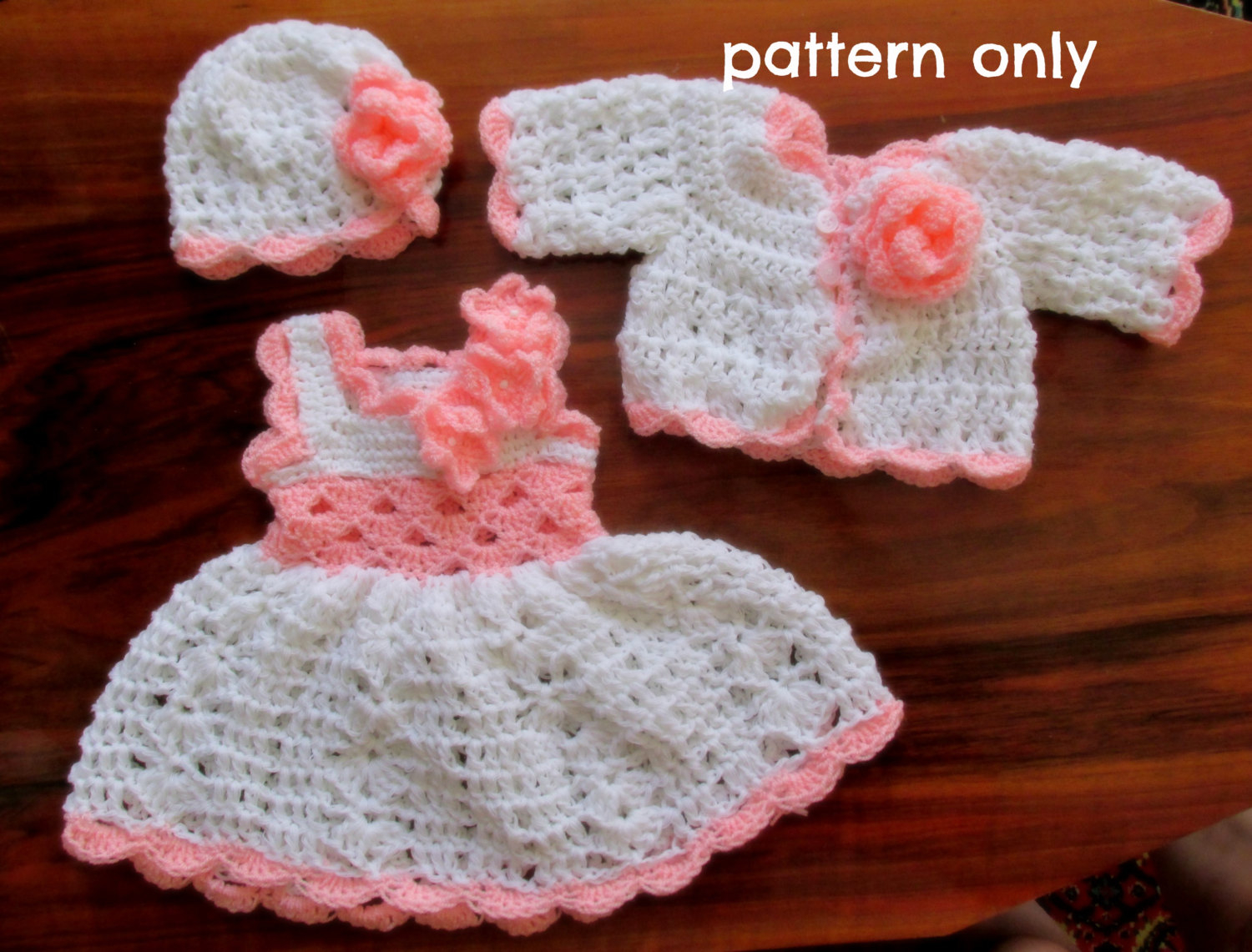 Crochet Patterns For Babies Crochet Pattern Pdf Ba Dress Pattern Newborn Crochet Set Etsy