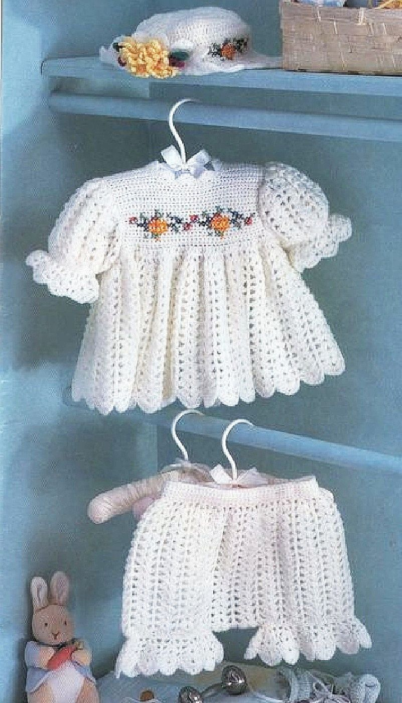 Crochet Patterns For Babies Pdf Digital Download Vintage Crochet Pattern Ba Dress And Bloomers