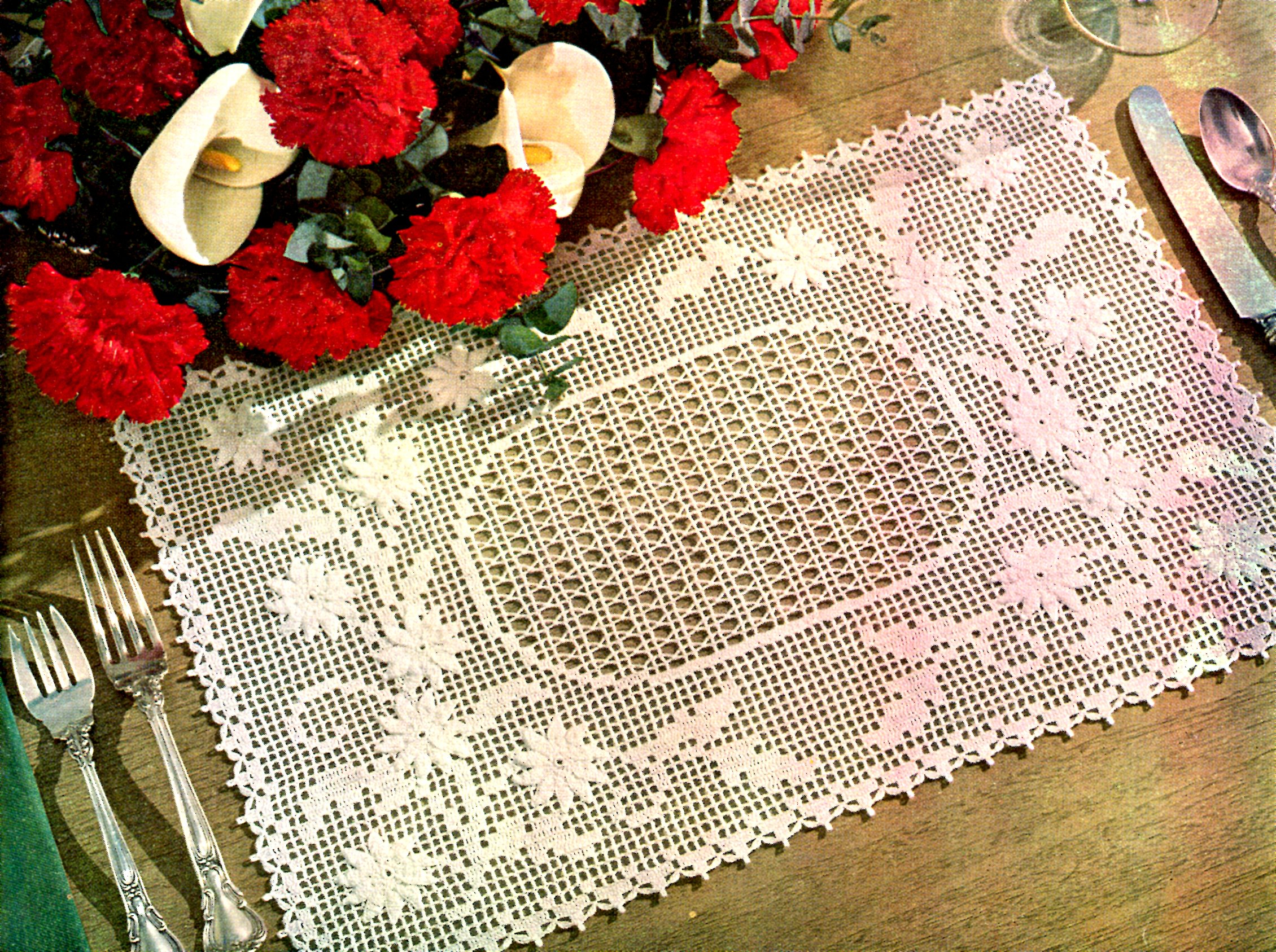 Crochet Placemat Pattern Embossed Daisy Placemat Free Filet Crochet Pattern Vintage Crafts