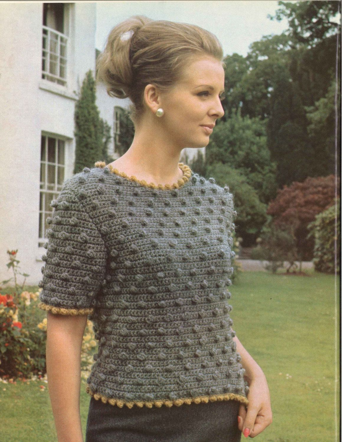 Crochet Pullover Sweater Pattern Dotted Grey 1960s Crochet Pullover Sweater Patterns 60s Vintage
