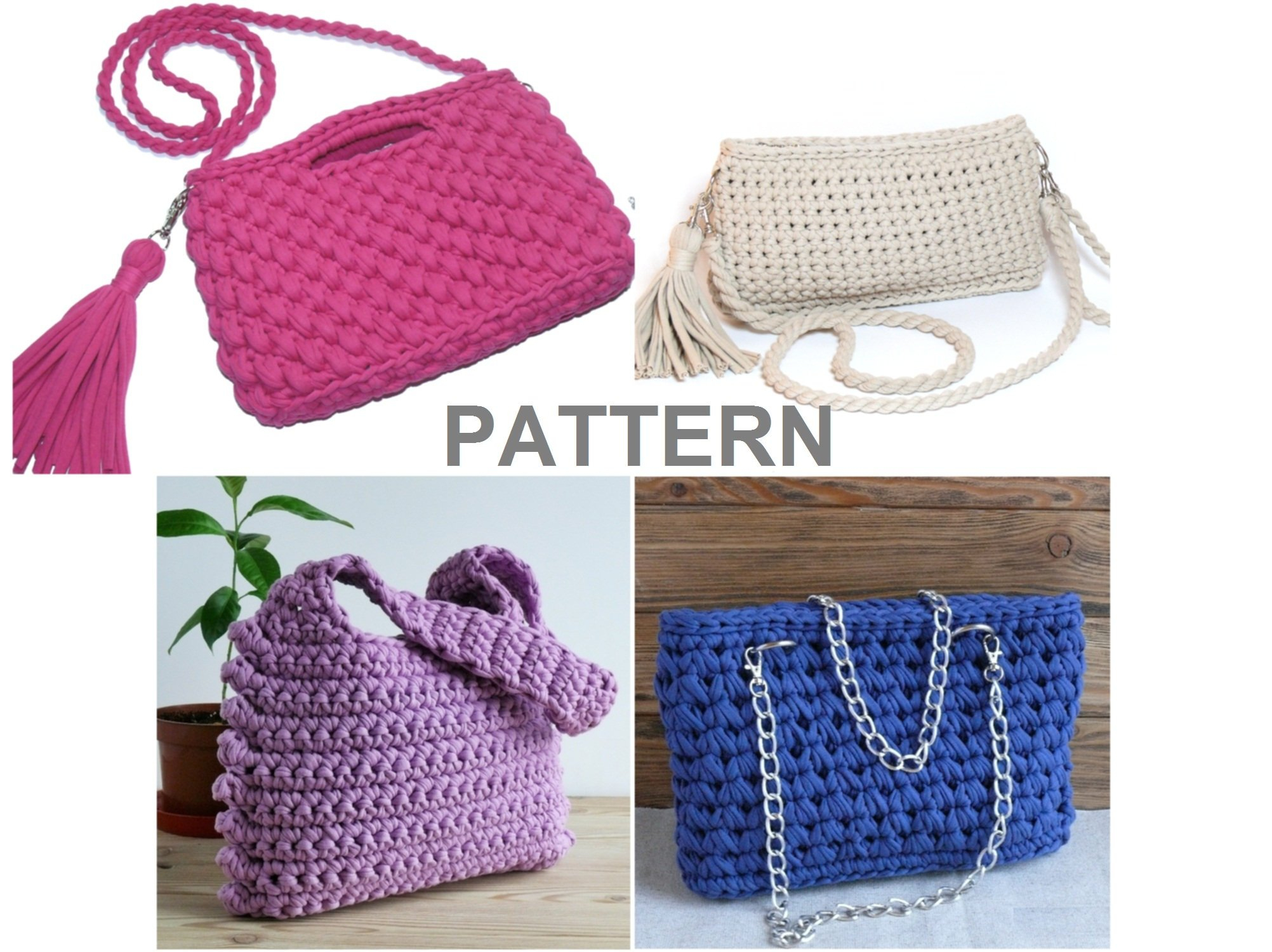 Crochet Purse Patterns Set Of Crochet Bag Patterns Handbag Crochet Tote Etsy