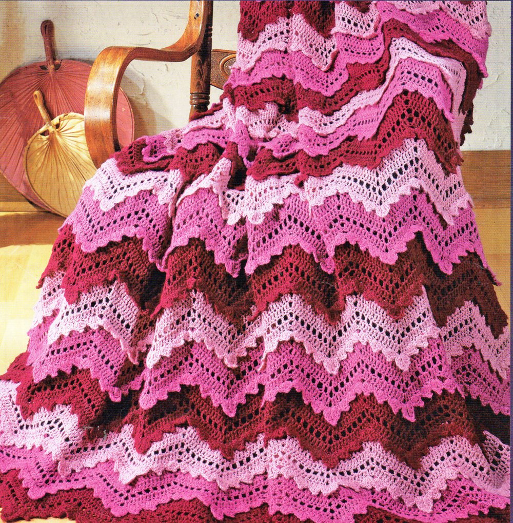 Crochet Ripple Afghan Patterns Vintage Crochet Pattern Ripple Afghan Pattern Pdf Instant Etsy