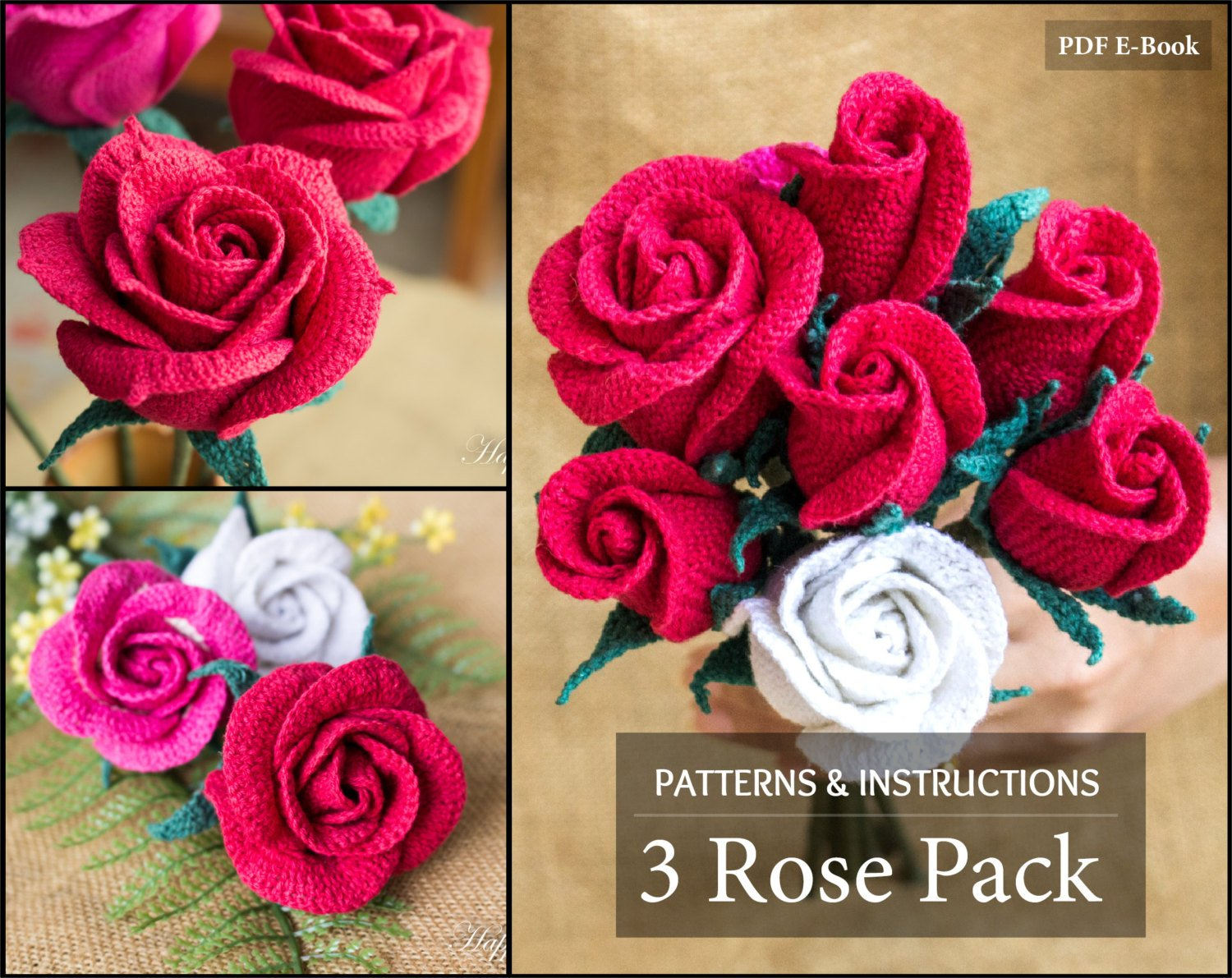 Crochet Rose Pattern Crochet Pattern Bundle Crochet Rose Pattern For Bouquet Etsy