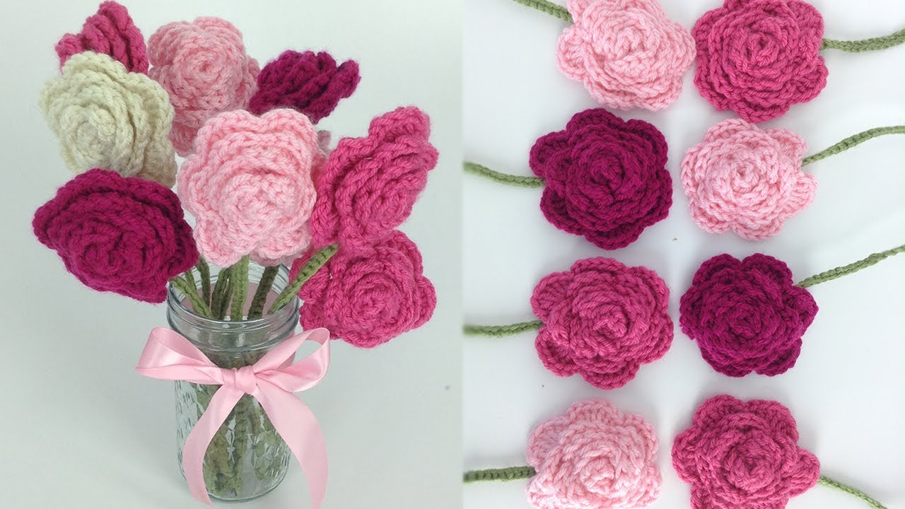 Crochet Rose Pattern Crochet Rose Bouquet Free Pattern Right Hand Youtube