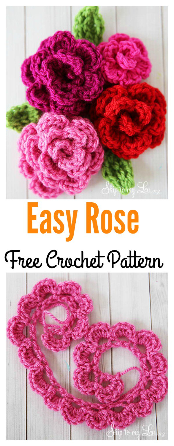 Crochet Rose Pattern Valentines Day Crochet Flowers Free Patterns