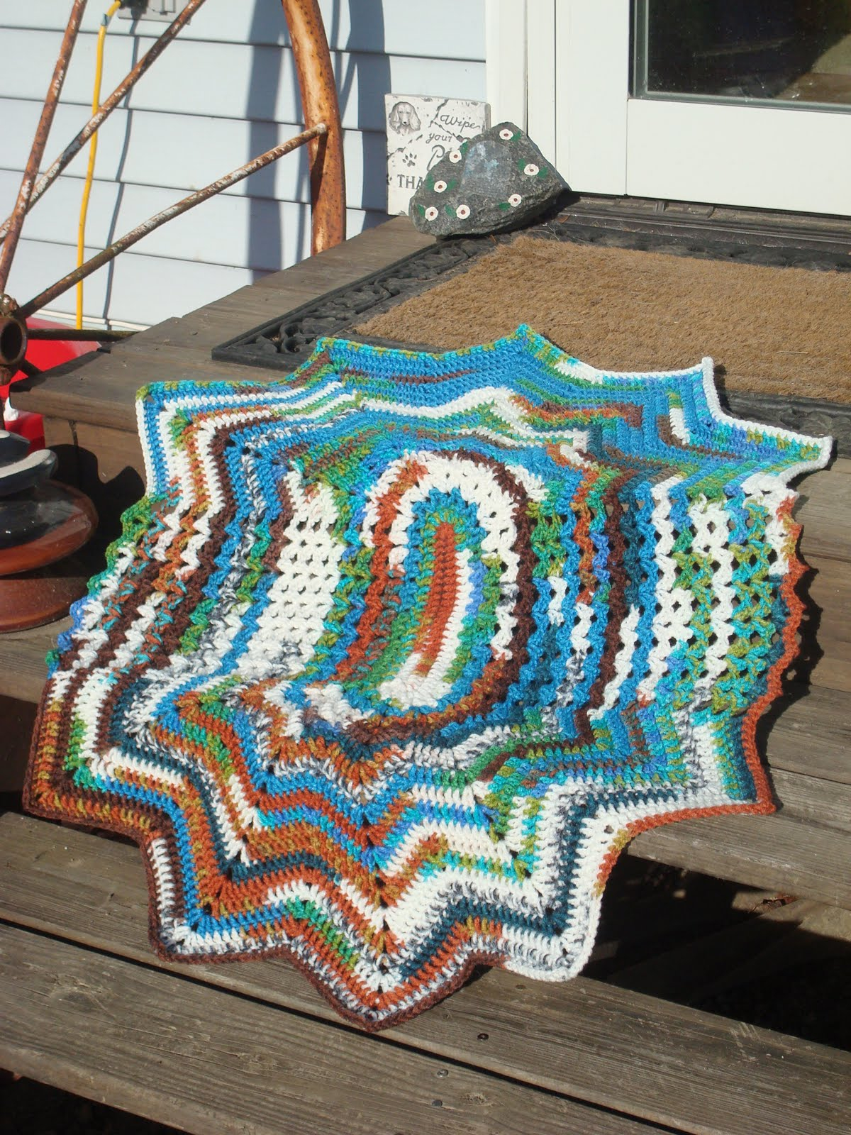 Crochet Round Afghan Pattern Free My Little Blue House Ripples Shells Ba Blanket