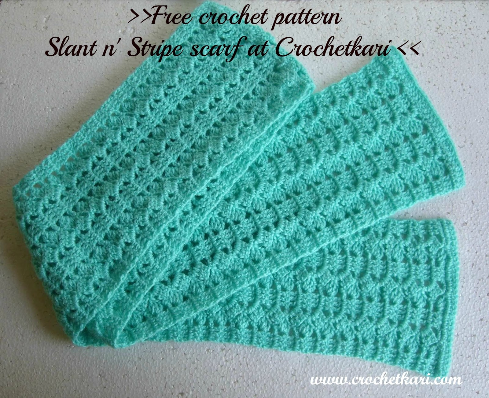 Crochet Scarf Pattern Free Crochetkari Free Crochet Pattern Slant N Stripe Scarf