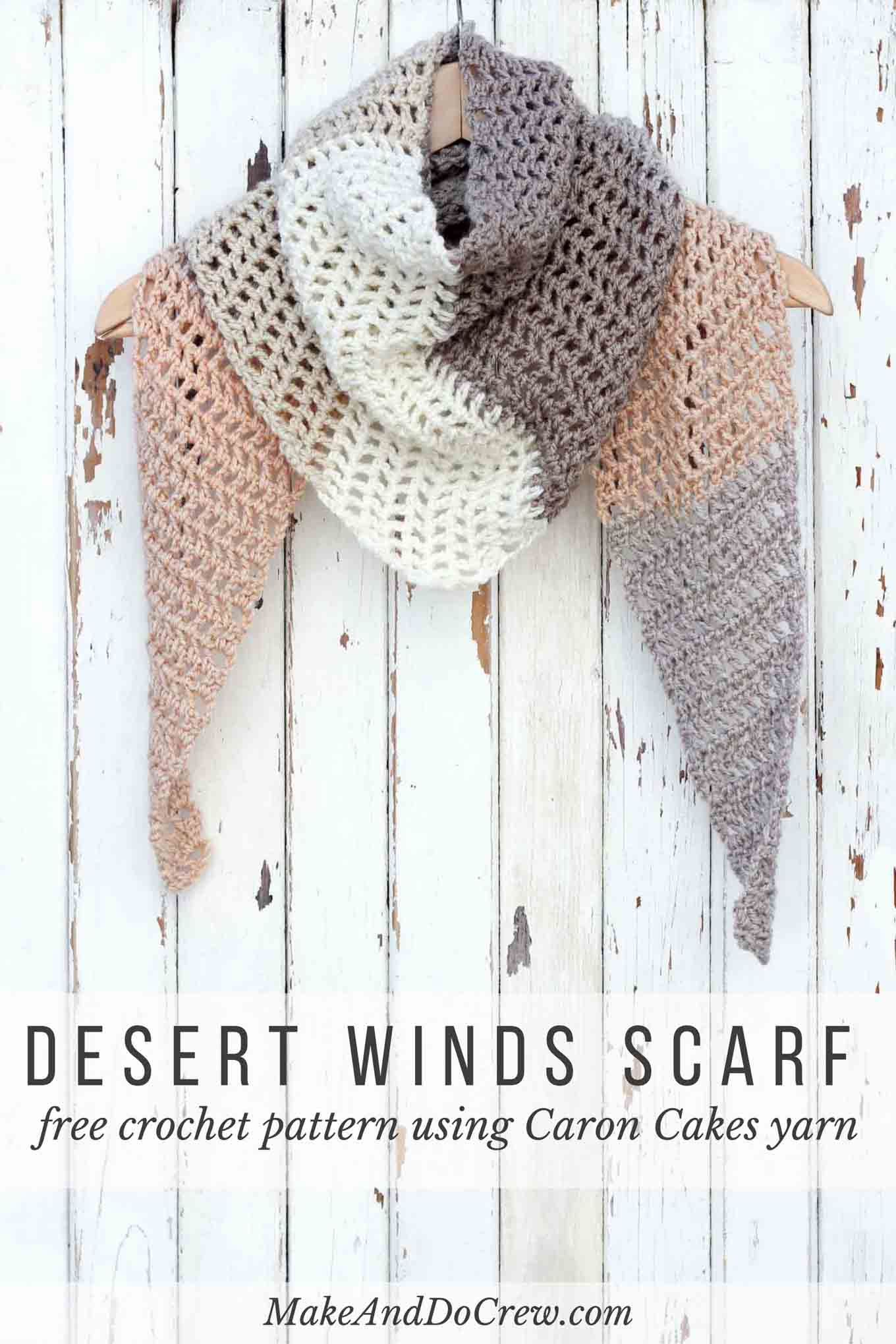 Crochet Scarf Pattern Free Free Caron Cakes Crochet Pattern Desert Winds Triangle Scarf