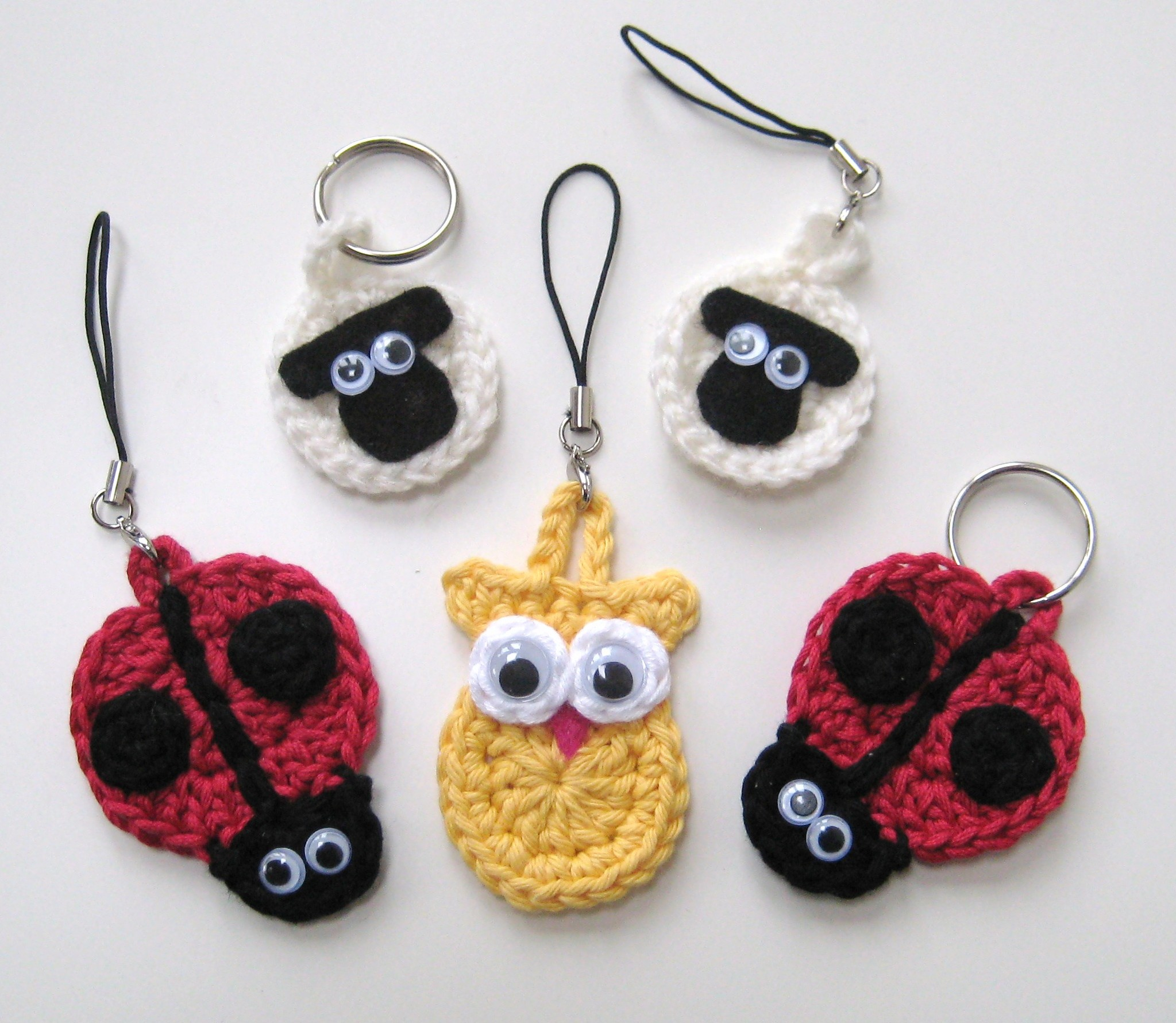 Crochet Sheep Pattern Crochet Animal Keychains Keyrings Sheep Ladybird Owl Pattern No7