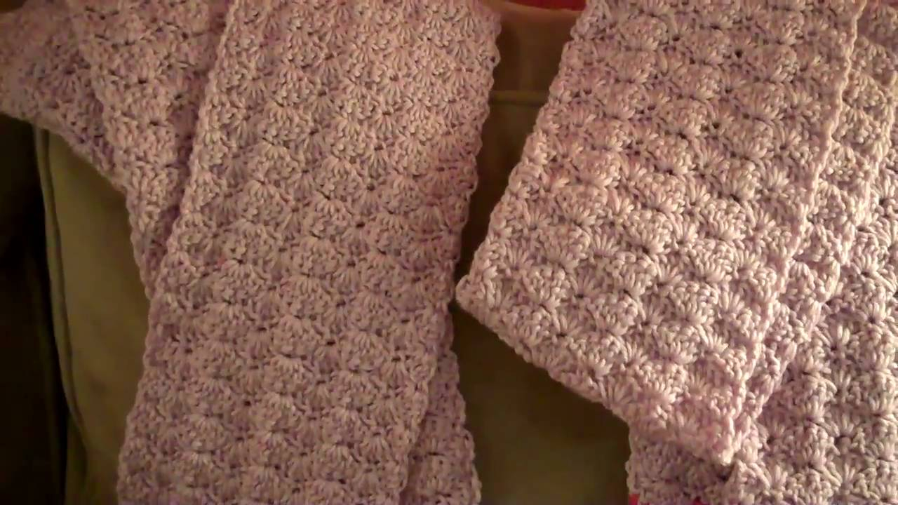 Crochet Shell Pattern Scarf Crochet Shell Stitch Scarf Youtube