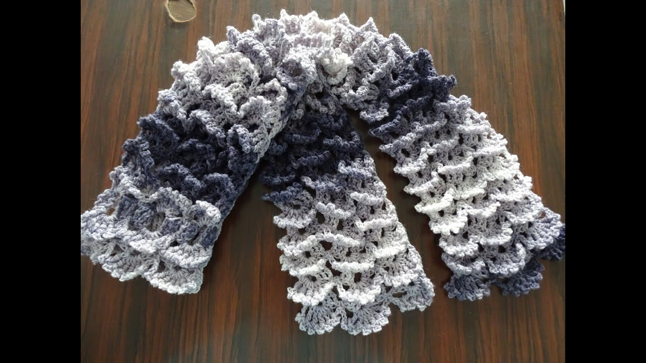 Crochet Shell Pattern Scarf Picot Shell Stitch Scarf Crochet Tutorial Youtube