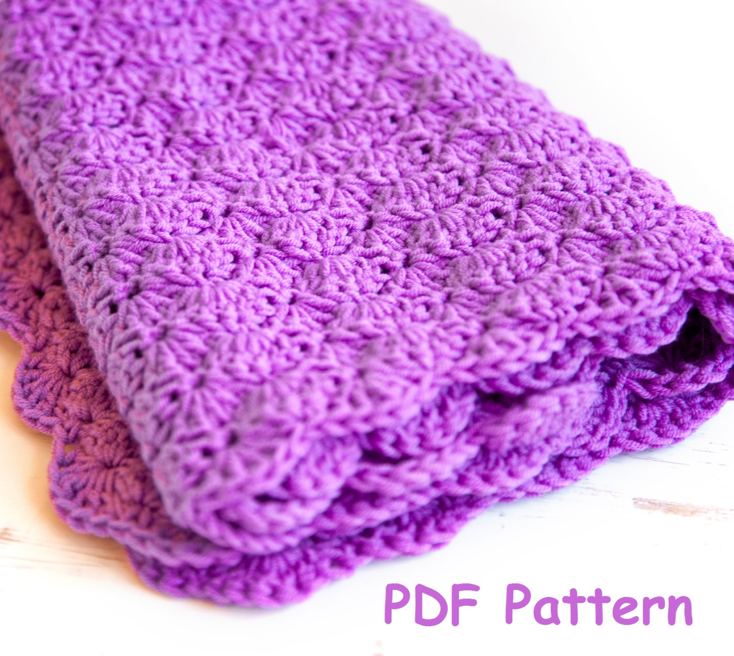 Crochet Shell Stitch Pattern Crochet Shell Stitch Ba Blanket Pattern Easy Crochet For Etsy
