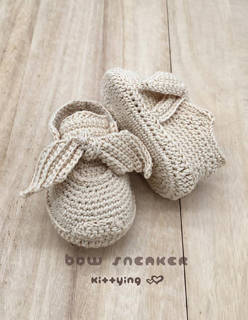 Crochet Shoe Pattern Crochet Pattern Bow Sneakers For Newborn Preemie Crochet Shoes Etsy