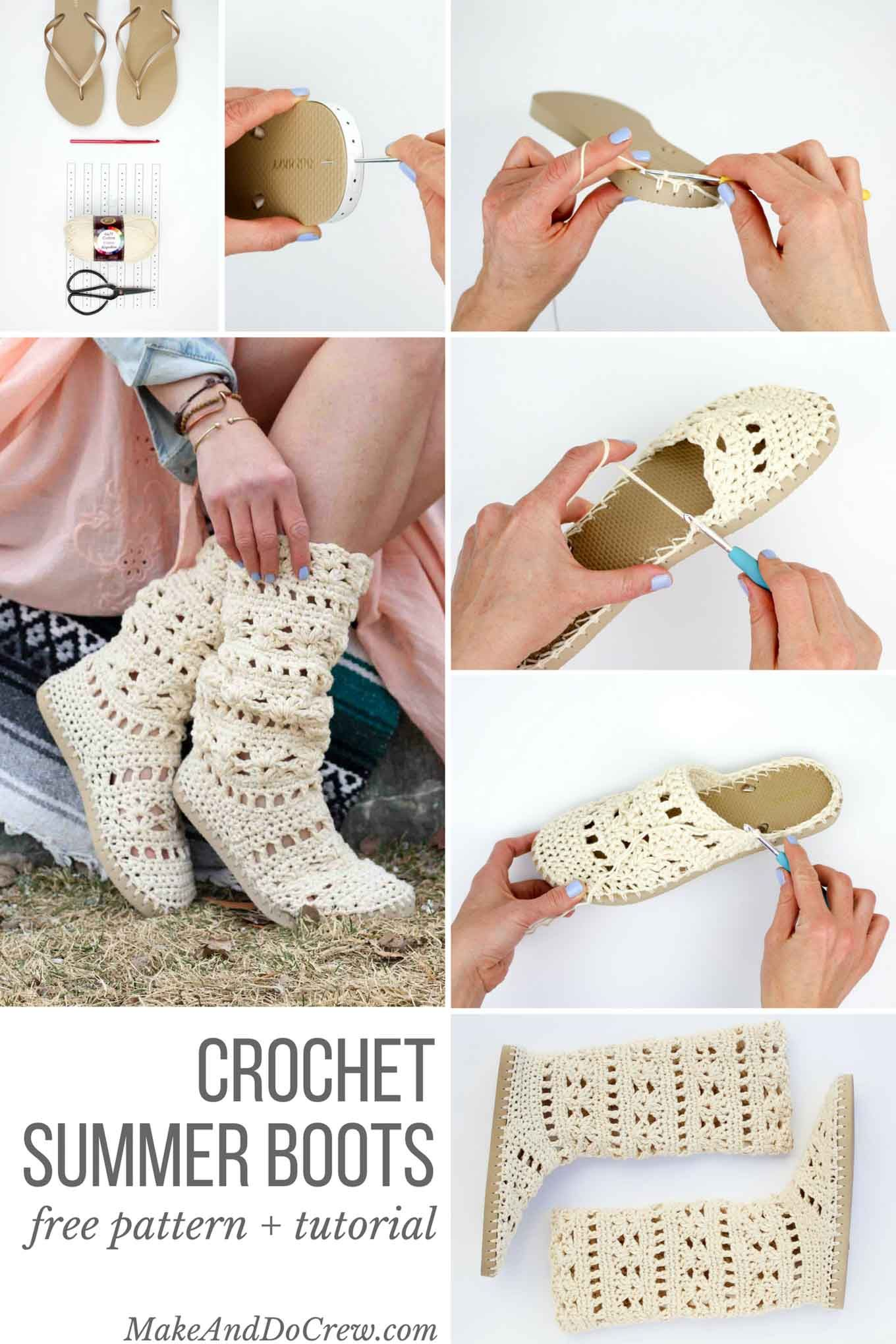 Crochet Shoe Pattern Lacy Crochet Boots Pattern For Adults Made With Flip Flops