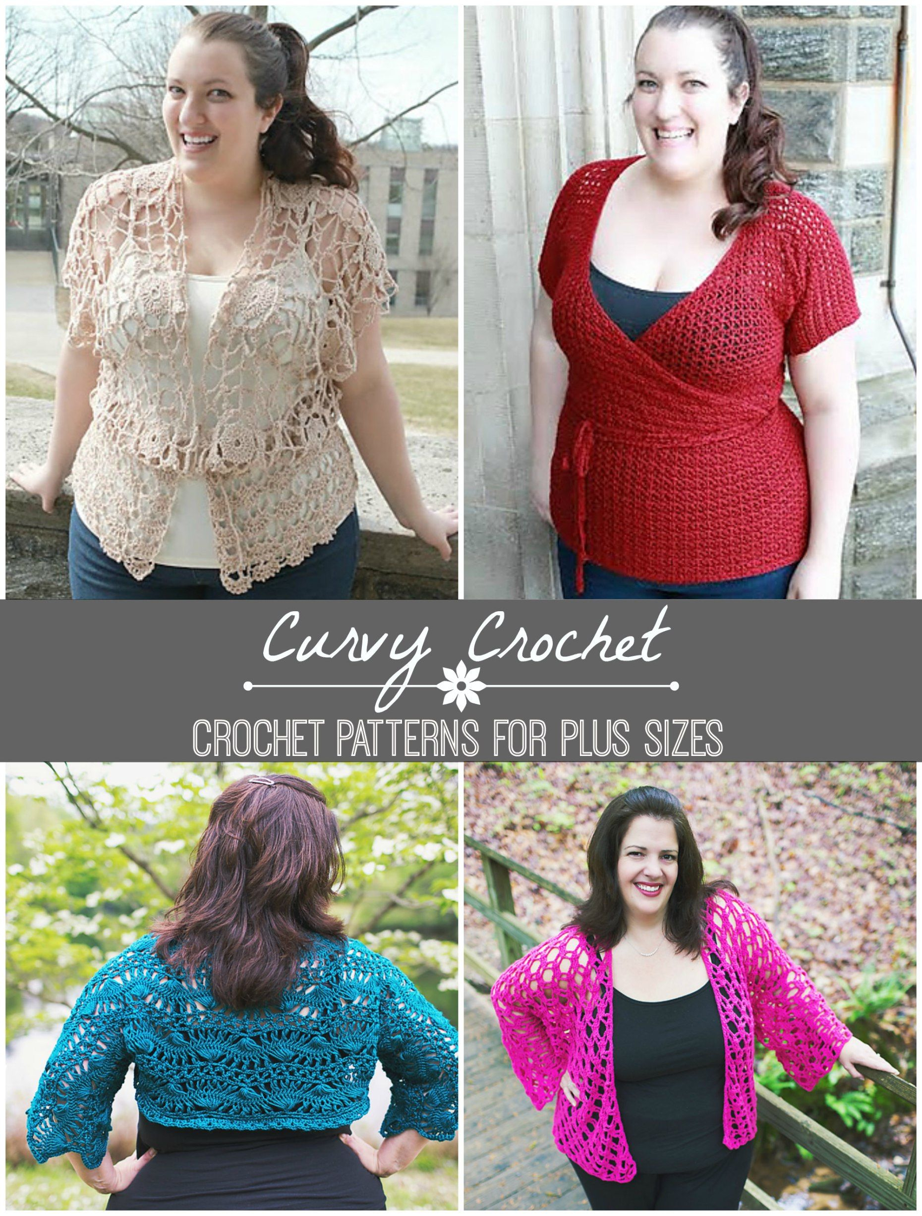 Crochet Shrug Plus Size Pattern Collage Con Curvas Yarn Thread And Such Pinterest Crochet