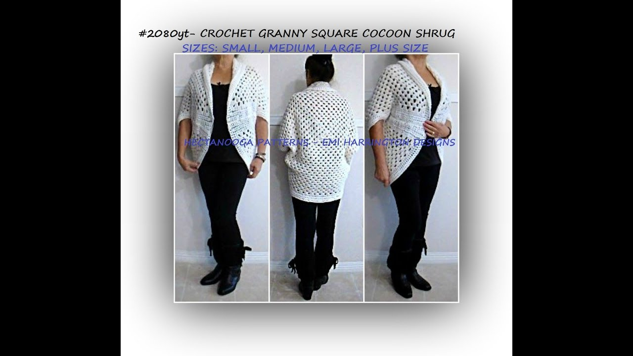 Crochet Shrug Plus Size Pattern Crochet Granny Square Cocoon Shrug Cardigan Sweater Small Plus