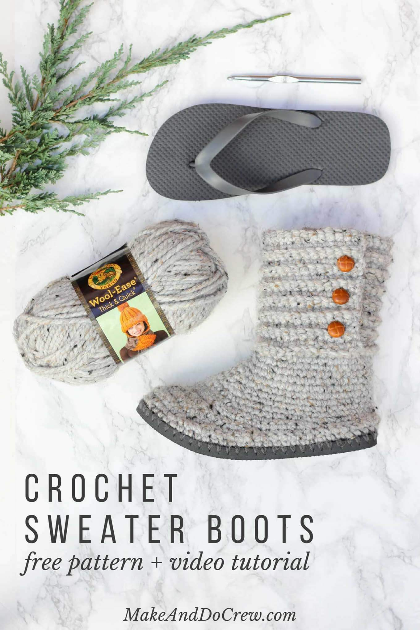 Crochet Slipper Boots Free Pattern How To Crochet Boots With Flip Flops Free Pattern Video Tutorial