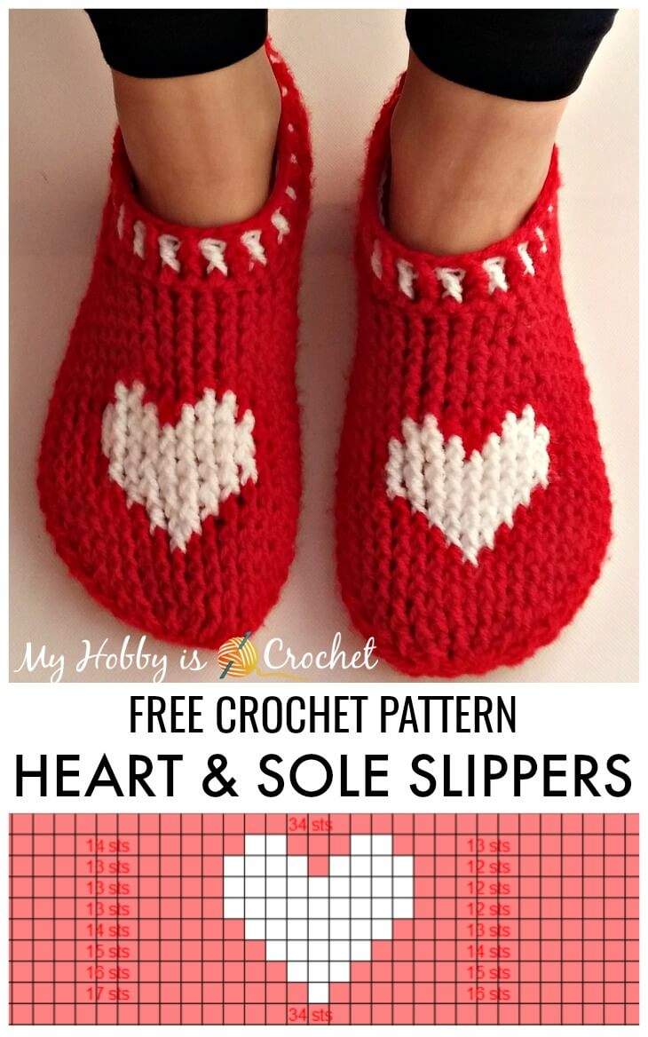 Crochet Slipper Boots Free Pattern My Hob Is Crochet Heart Sole Slippers Women Size Free