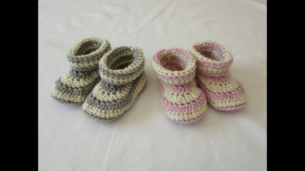 Crochet Slipper Patterns For Toddlers How To Crochet Childrens Cuffed Booties Shoes Slippers Youtube